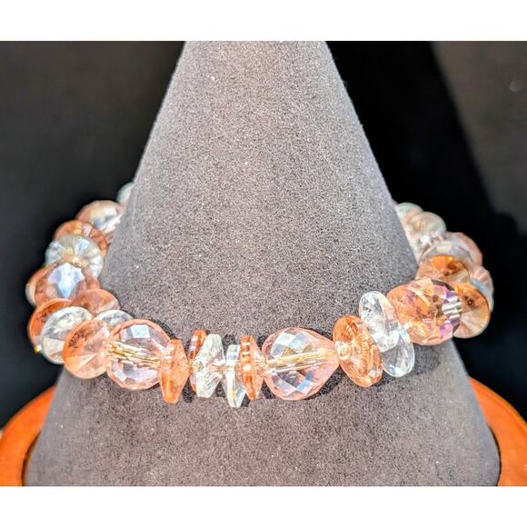 Pink & Clear Crystal Gold Tone Pull Chain Dangle Bracelet - Picture 1 of 5